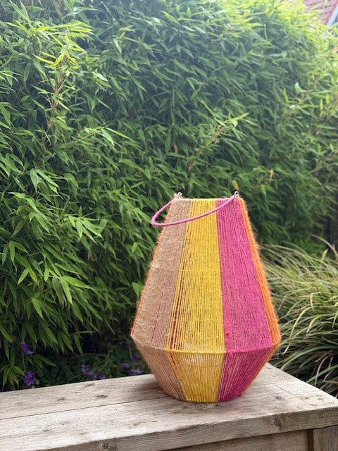 Van der Leeden Laterne BUNT Jute Natur/Gelb/Orange/Fuchsia L | Ø 20cm H 50cm