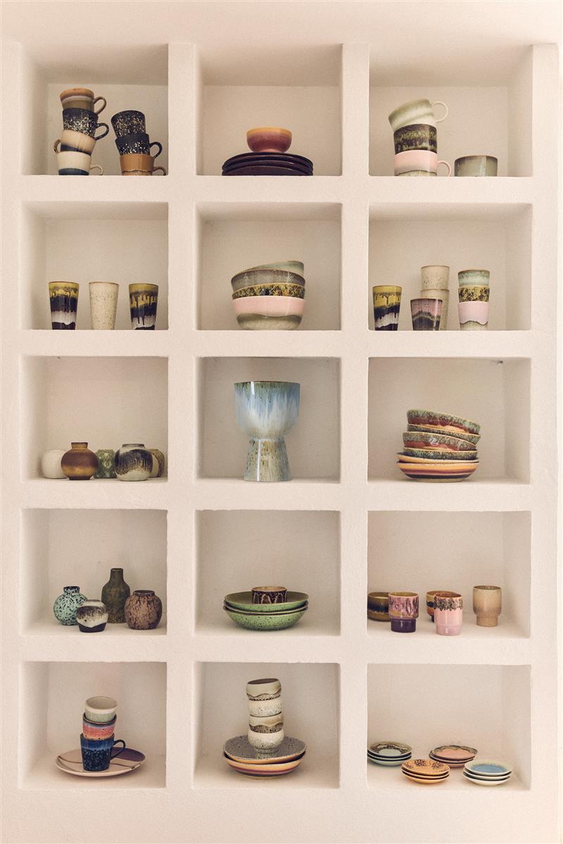 HKliving Becher Coffee Mugs SERENDIPITY 70s Ceramics bunt 4er Set | Ø7,5x8cm
