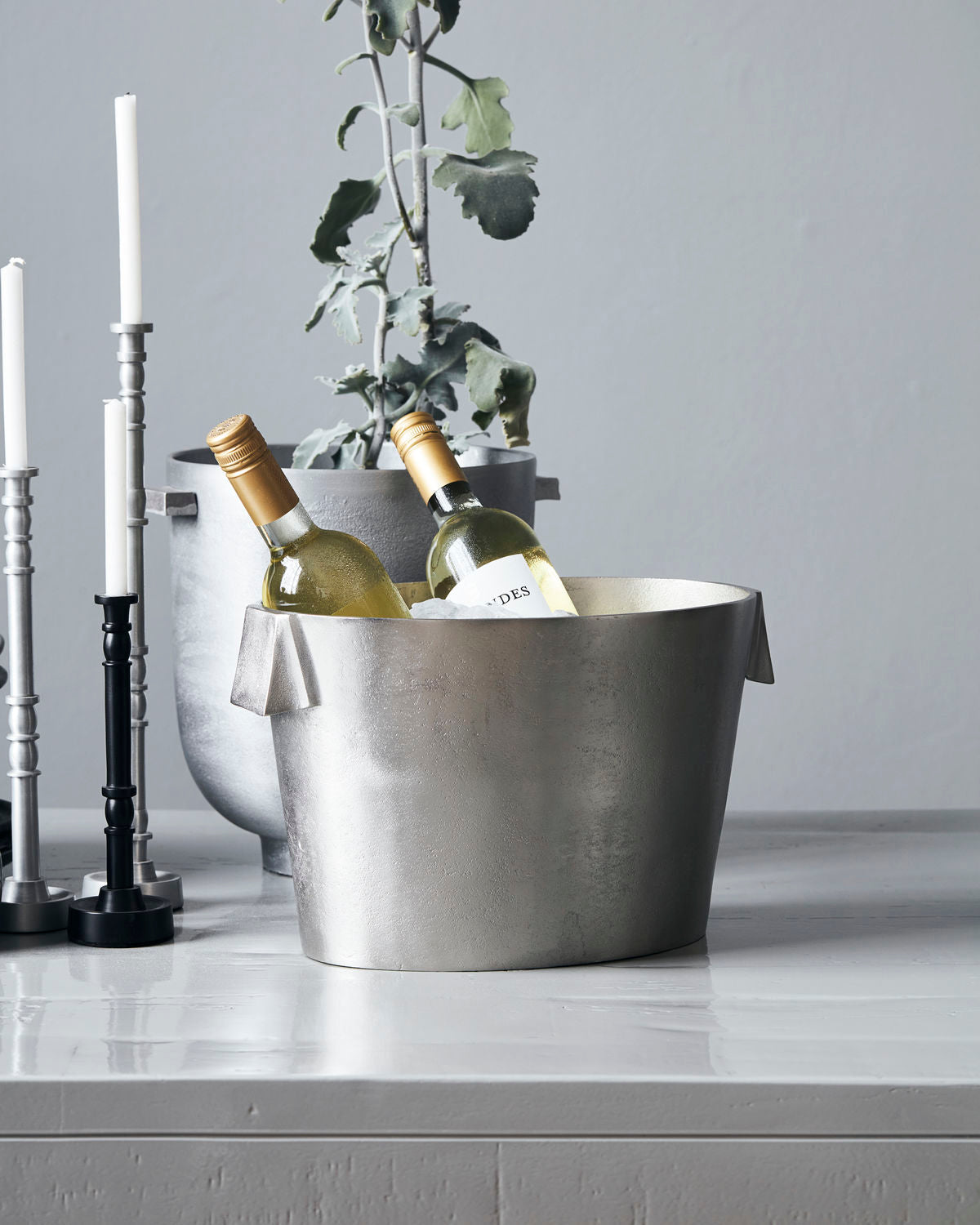 House Doctor Weinkühler BUCK gebürstetes Silber | 32x22x21cm