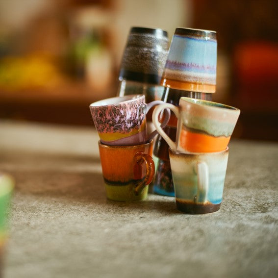 HKliving Ristretto Mugs SOLAR 70´s bunt 4er Set | 6x6x6cm
