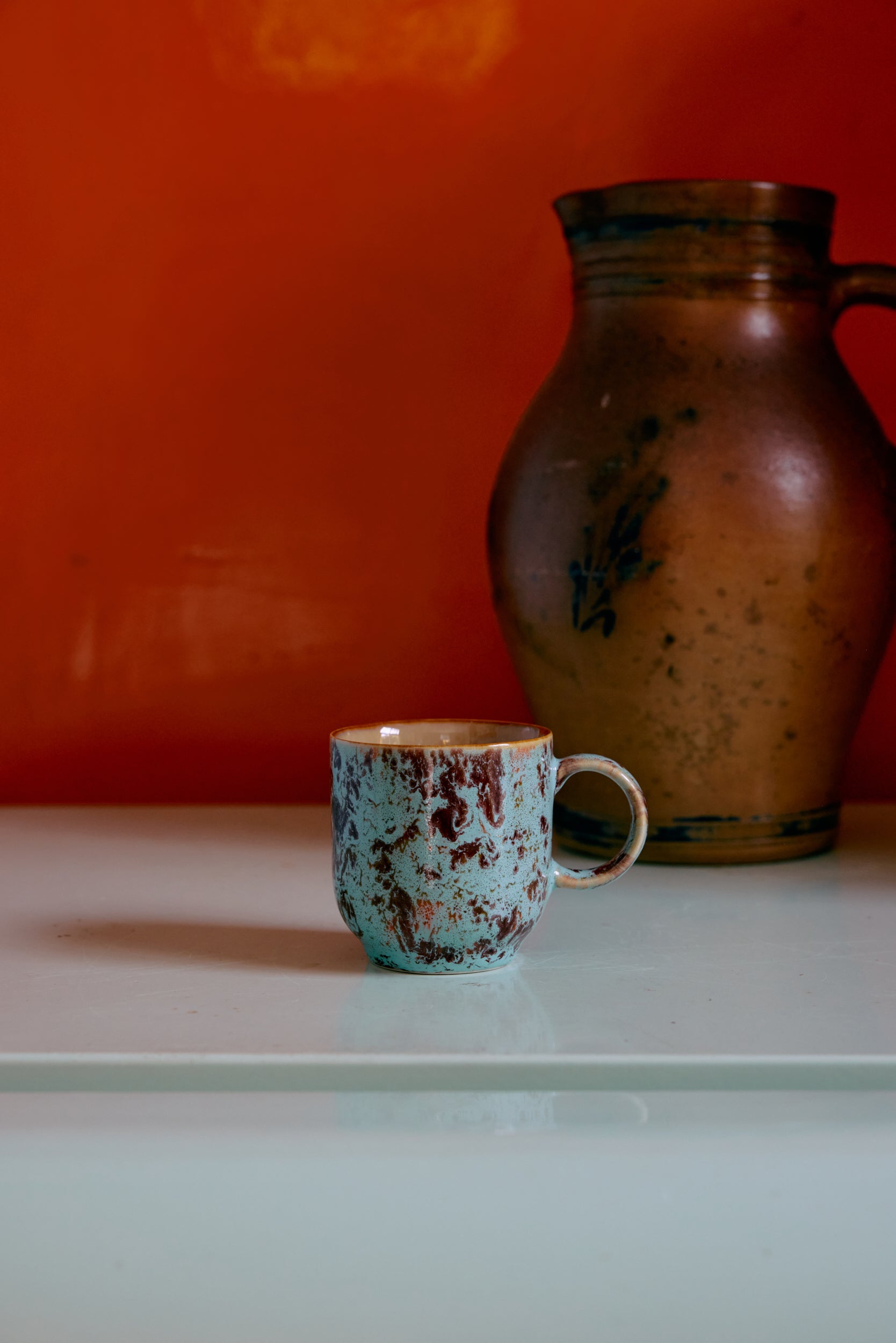 HKliving Tasse Café Mugs ABSTRACT 70s Ceramics bunt 4er Set | 10,8x7,5x8cm