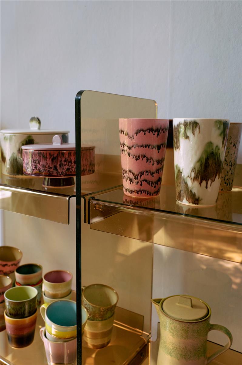HKliving Becher Tea Mugs BAROQUE 70s Ceramics bunt 2er Set | Ø8,7x13,5cm