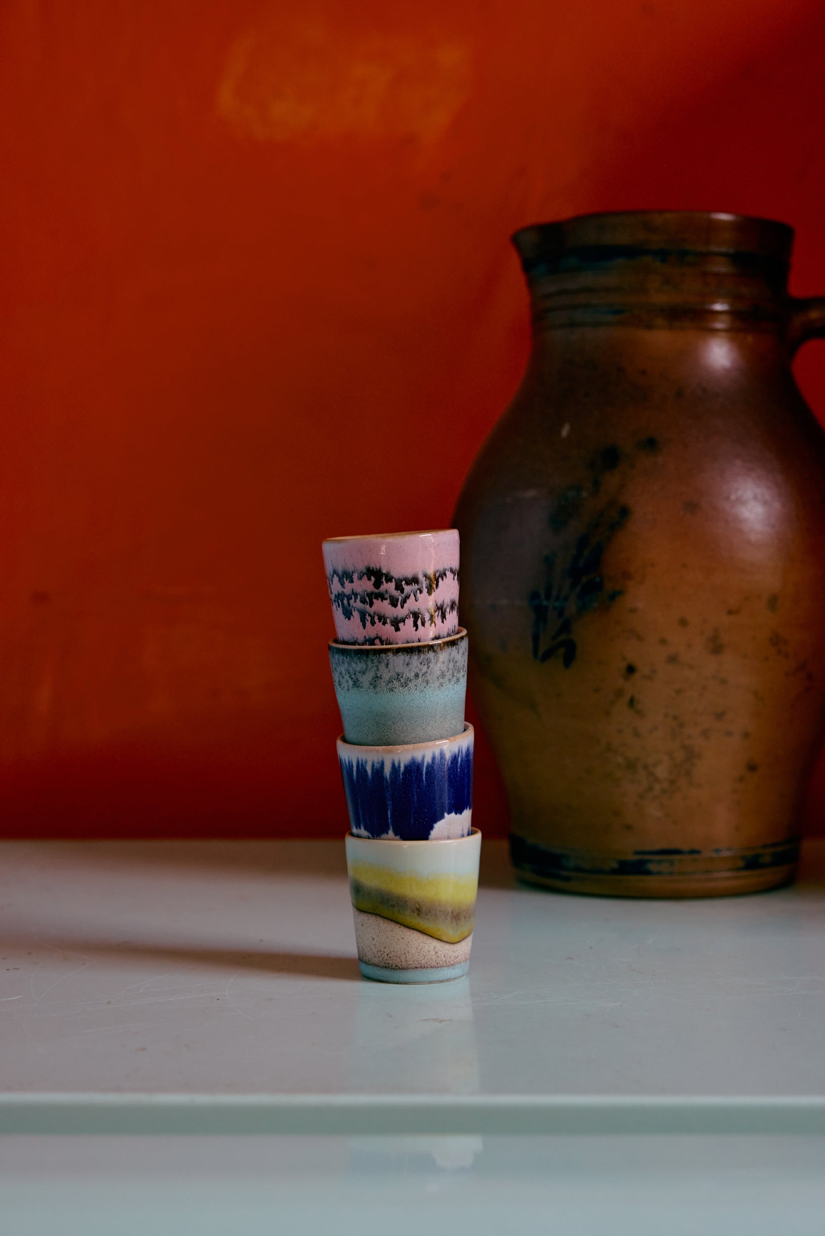 HKliving Eierbecher VIBRANCE 70s Ceramics bunt 4er Set | Ø4,5x5cm