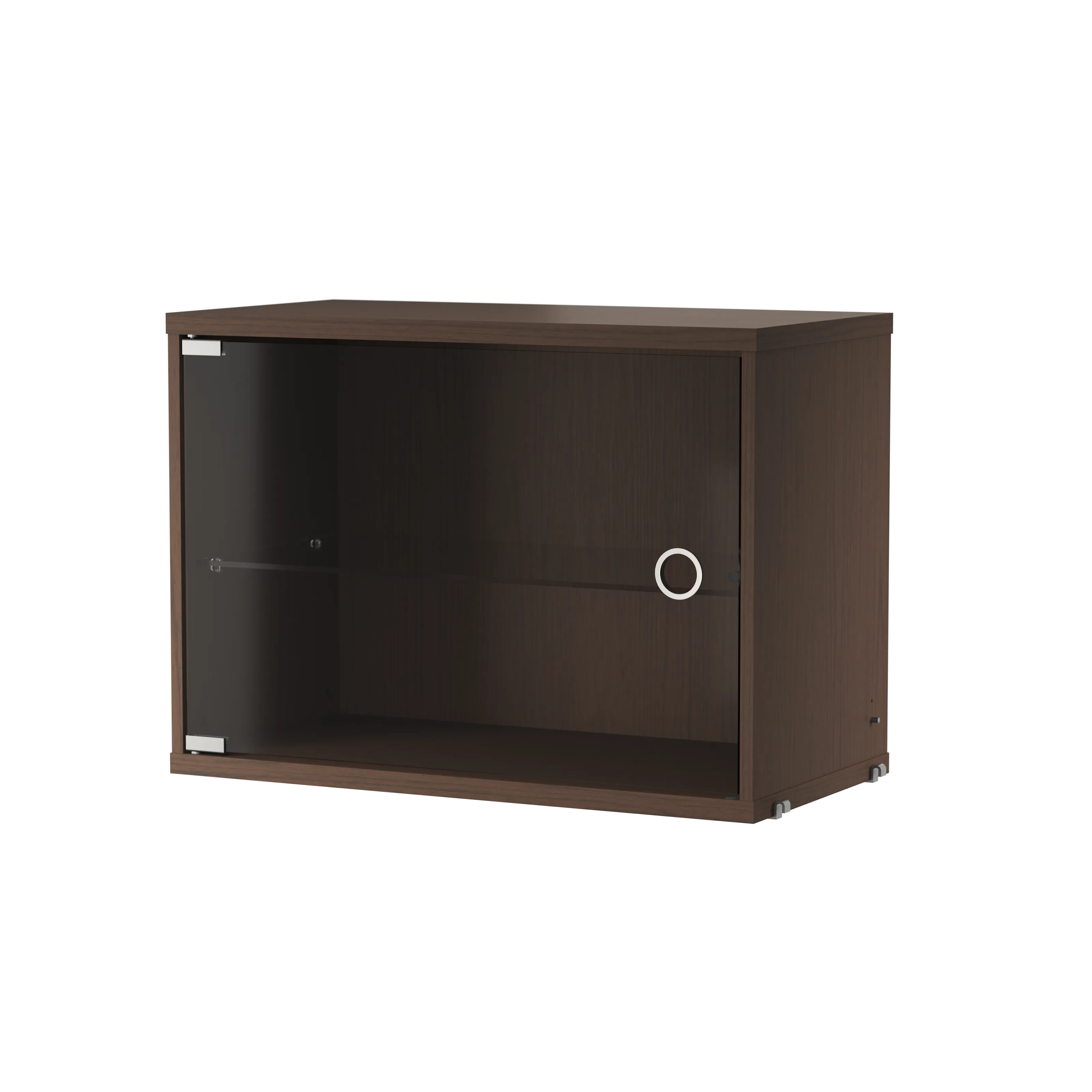 String Furniture Vitrine mit Schwenktür aus Glas B58 x T30 x H42, Dunkel gebeizte eiche