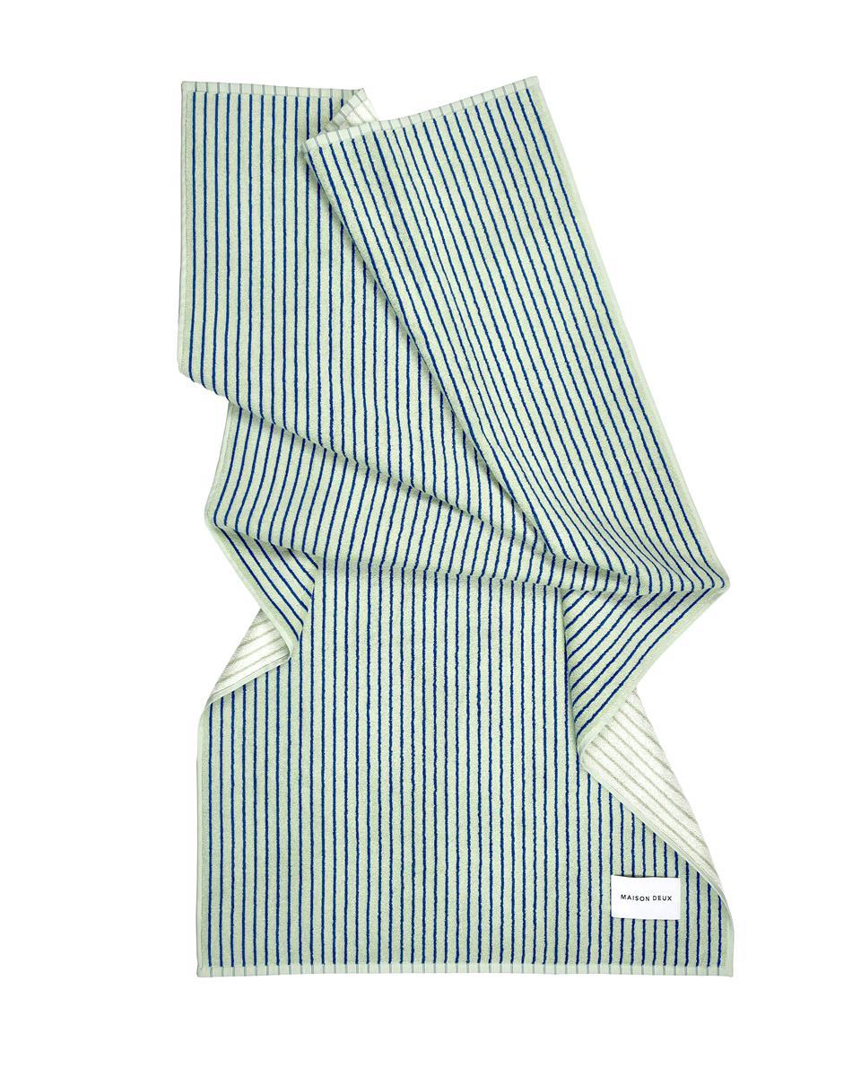 Maison Deux Strandtuch STRIPES COLOR Sage Cobalt Blue | 180x90cm