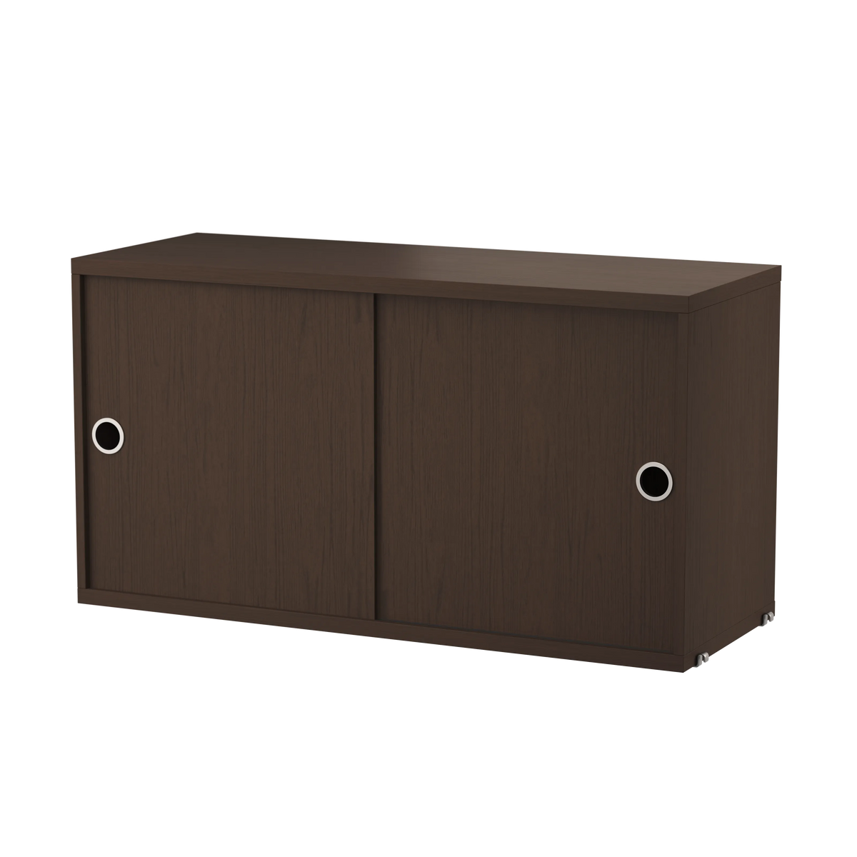 String Furniture Schrank mit Schiebetüren B78 x T30 x H42, Dunkel gebeizte eiche