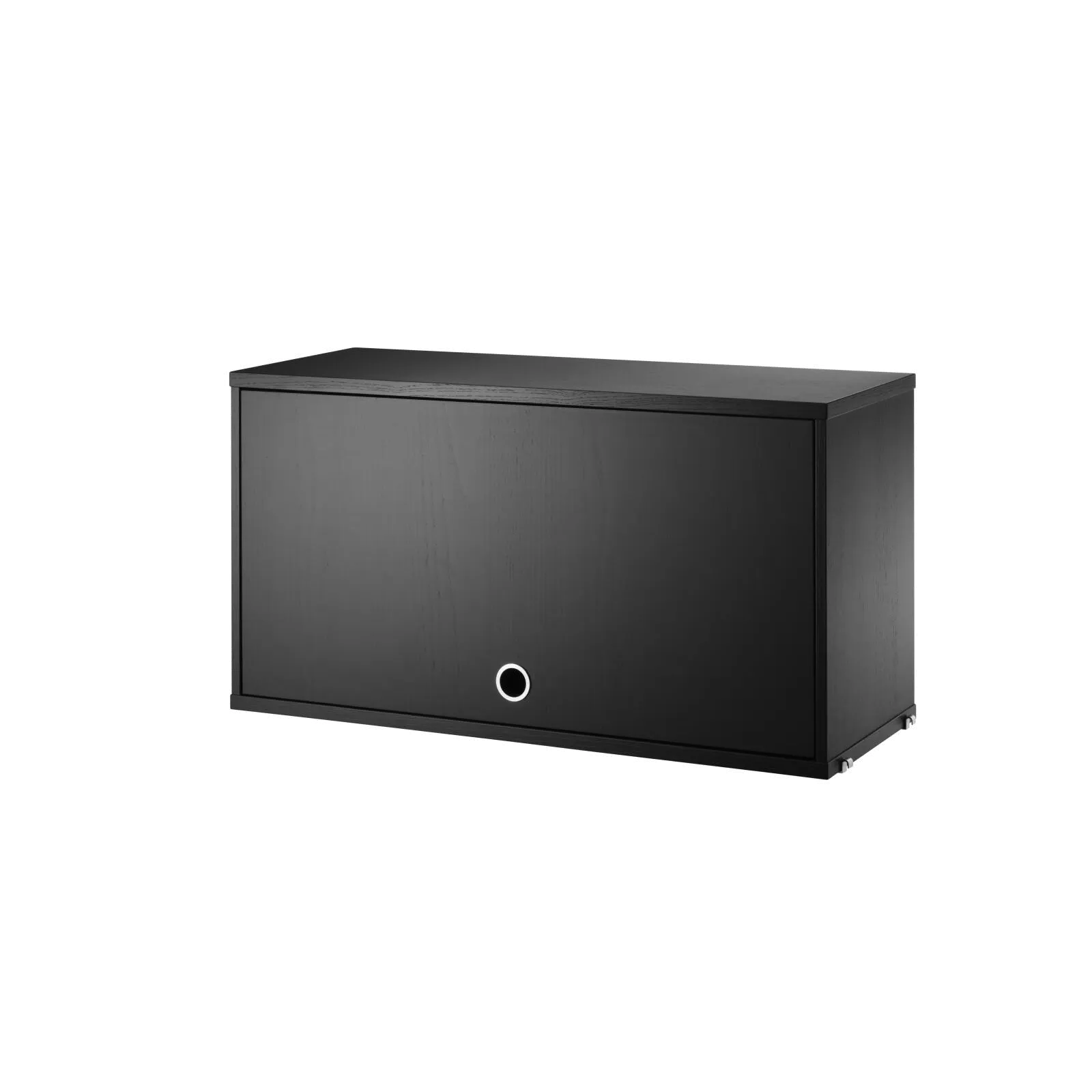 String Furniture Schrank mit Klapptür B78 x T30 x H42, Schwarz gebeizte Esche