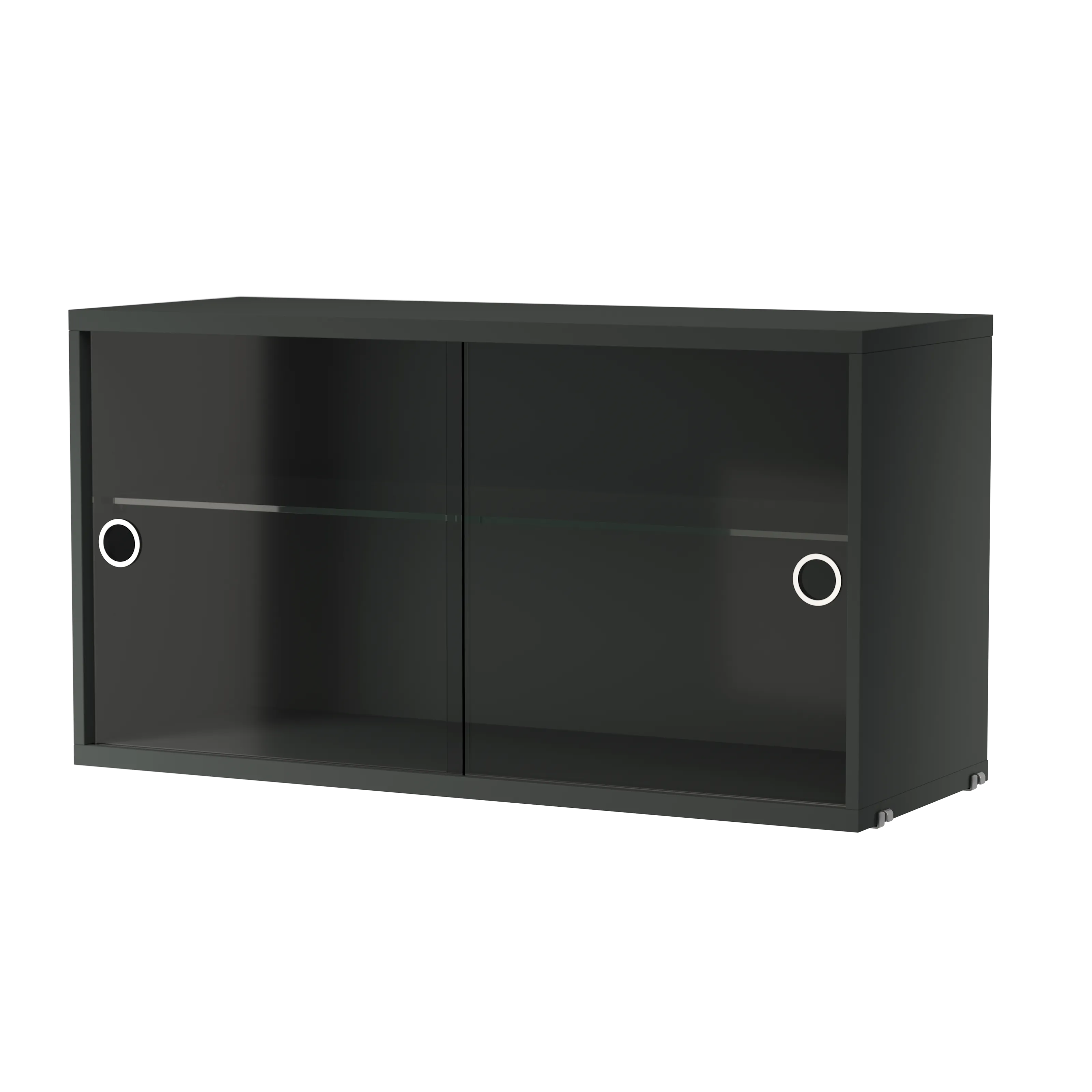 String Furniture Schrank mit Schiebetüren aus Glas B78 x T30 x H42, Dunkelgrau
