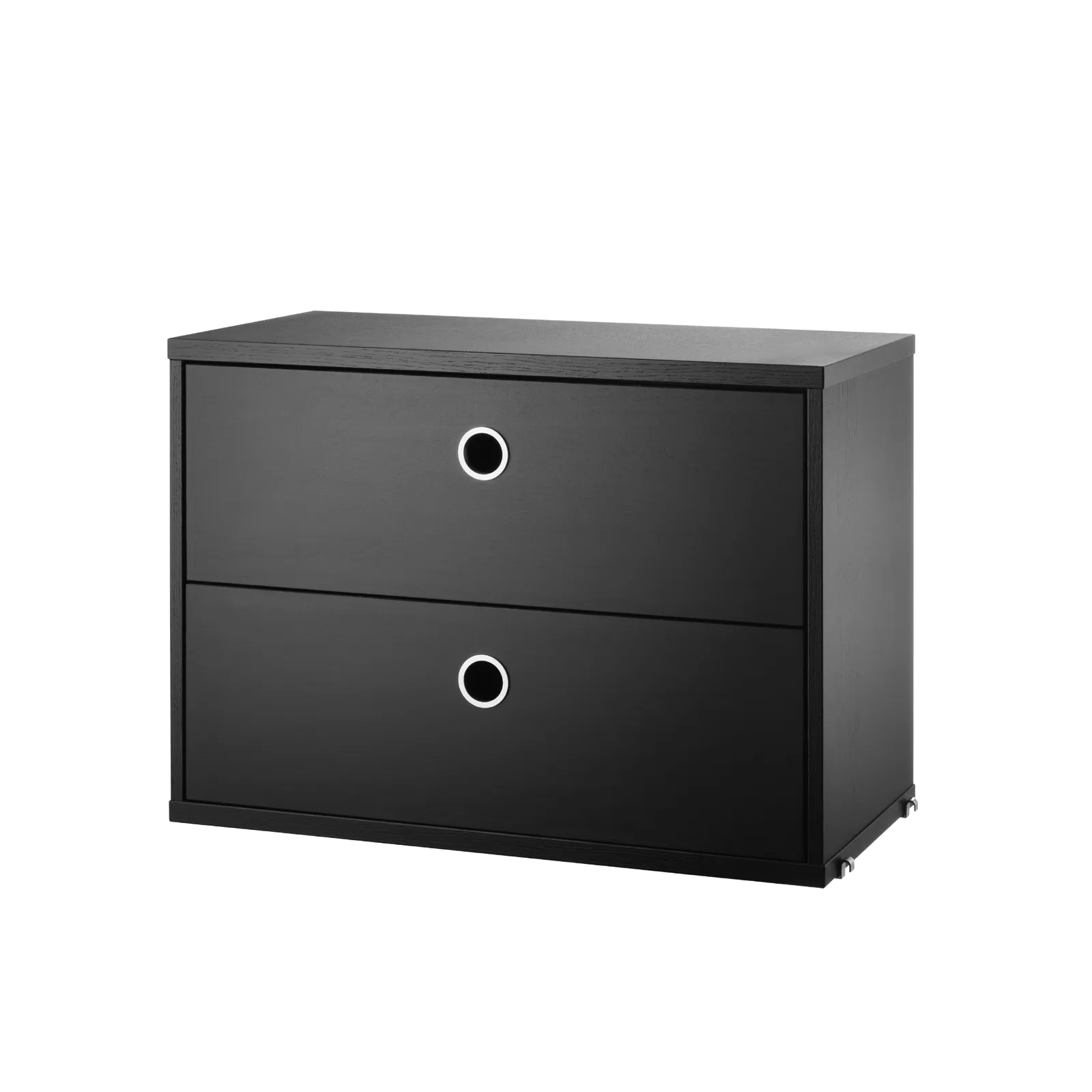 String Furniture Schubladenschrank B58 x T30 x H42, Schwarz gebeizte Esche