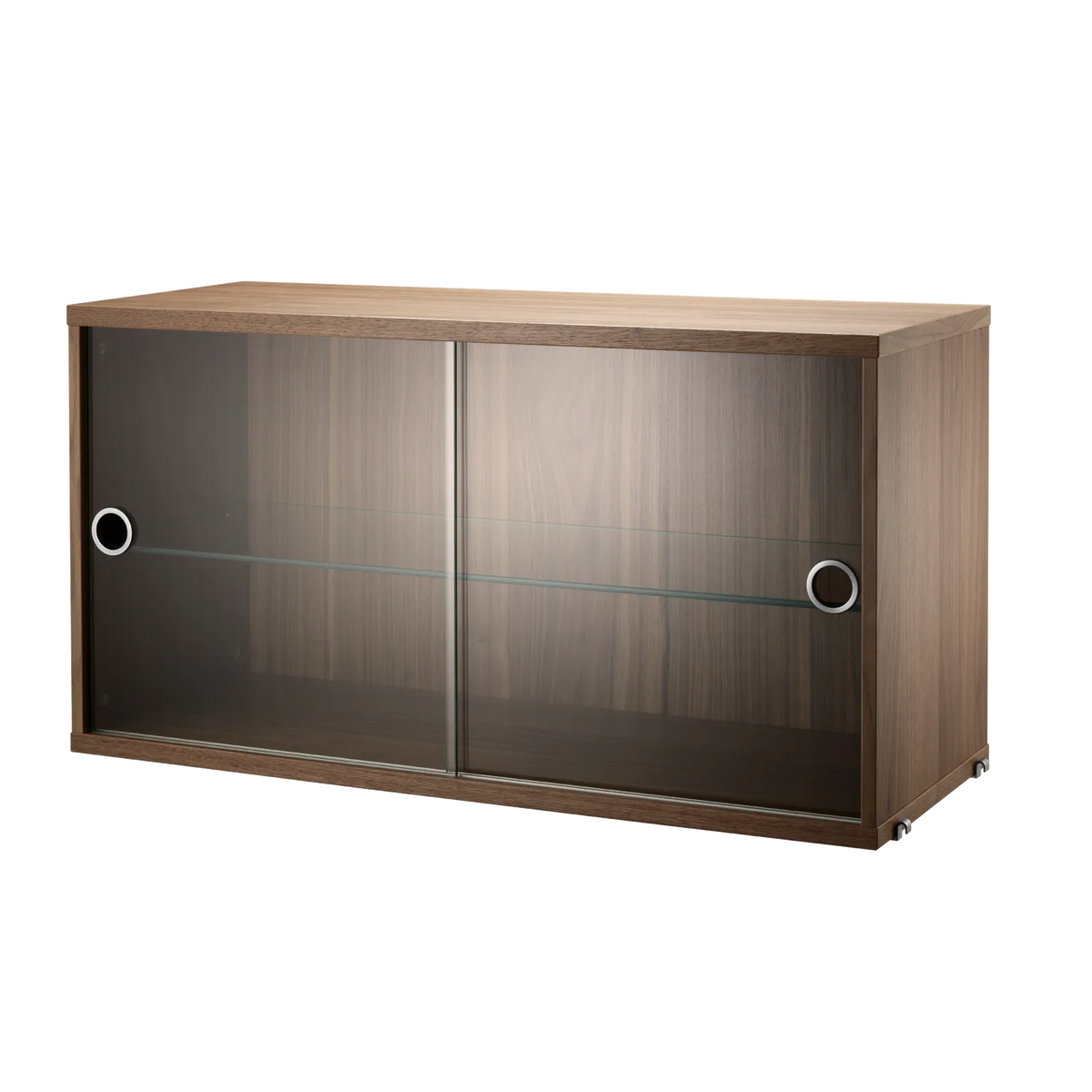 String Furniture Schrank mit Schiebetüren aus Glas B78 x T30 x H42, Walnuß