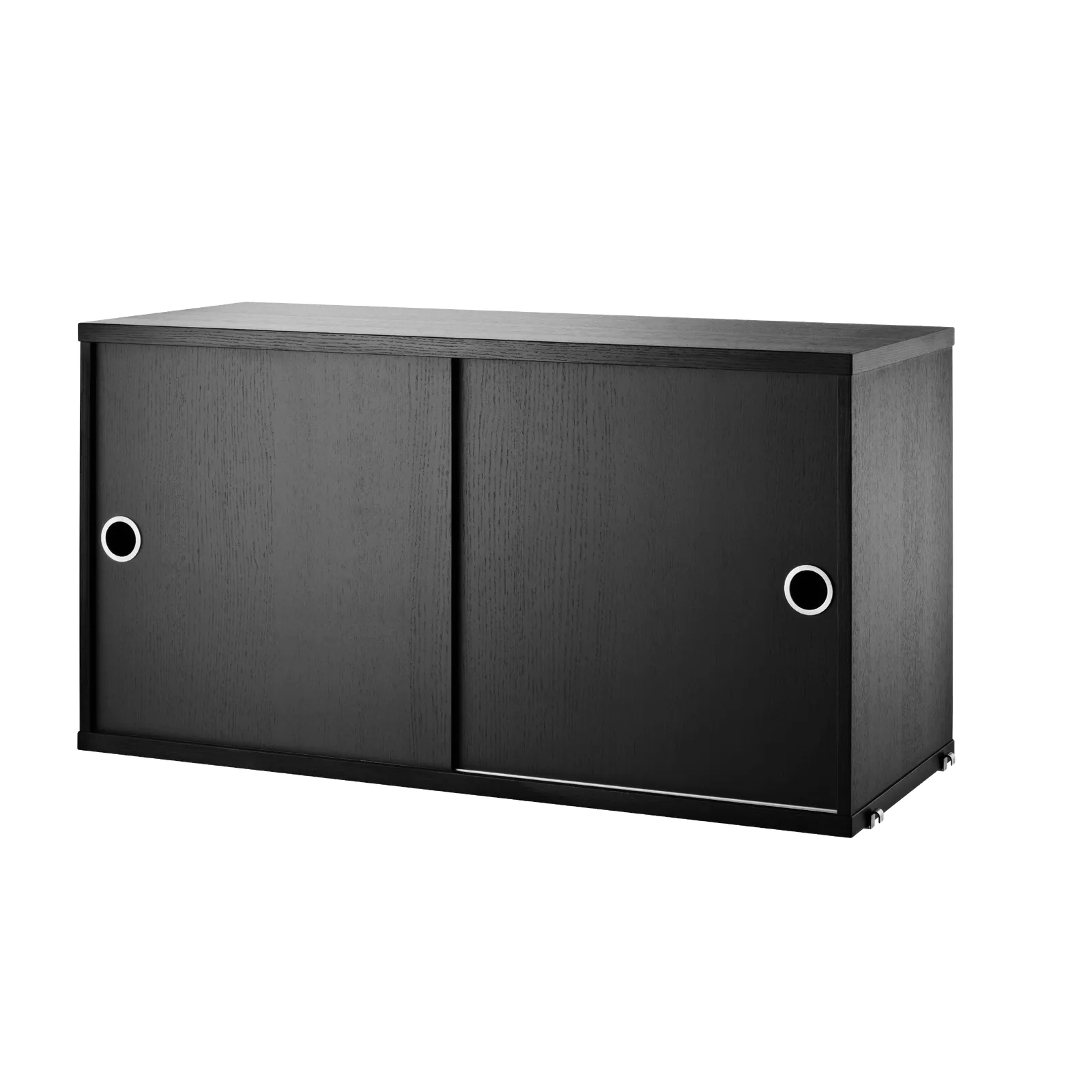 String Furniture Schrank mit Schiebetüren B78 x T30 x H42, Schwarz gebeizte Esche
