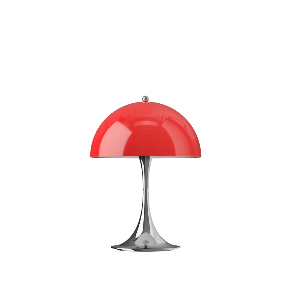 Louis Poulsen Tischleuchte PANTHELLA 250 CHROME OPAL RED portable | Ø25x34,6cm