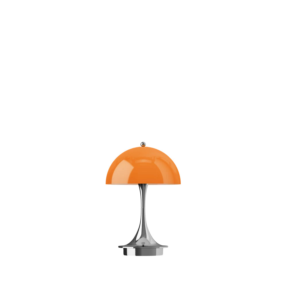 Louis Poulsen Tischleuchte PANTHELLA 160 CHROME OPAL ORANGE portable V3 | Ø16x23,8cm