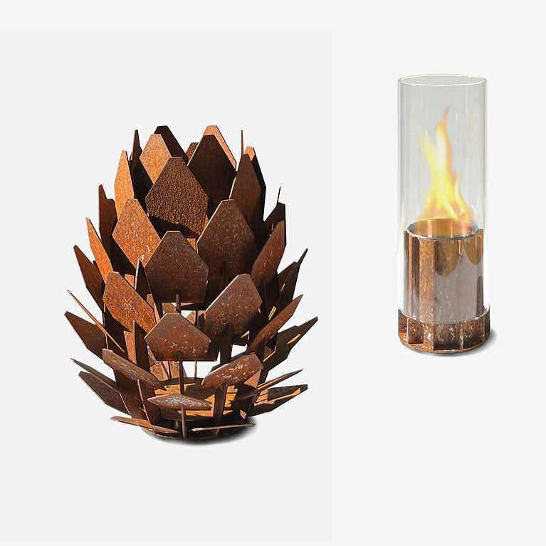 TOMMRE Laterne KOTTE + SPIRA Ethanol Lampe corten | Ø28x31cm