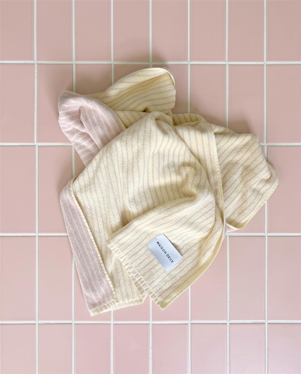 Maison Deux Badetuch STRIPES COLOR Butter Yellow Pink | 140x70cm