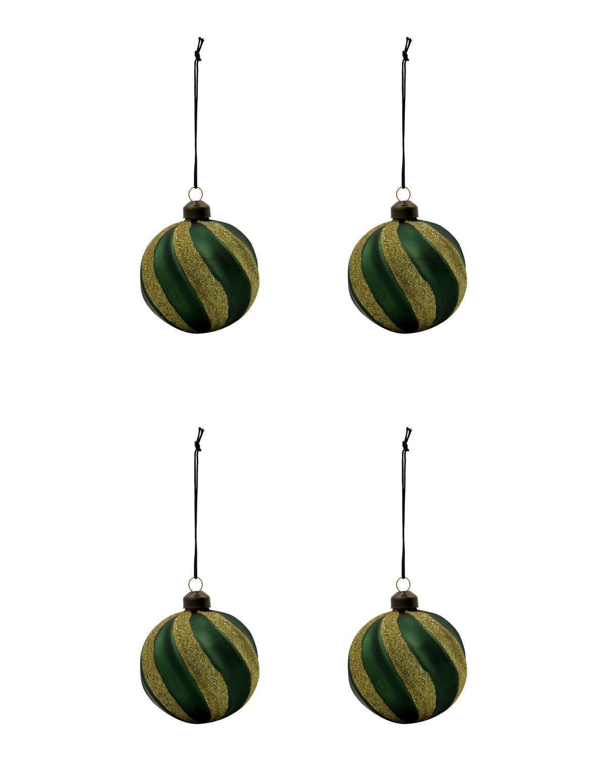 House Doctor Weihnachtskugel SWIRL grün 4er Set | Ø 8cm