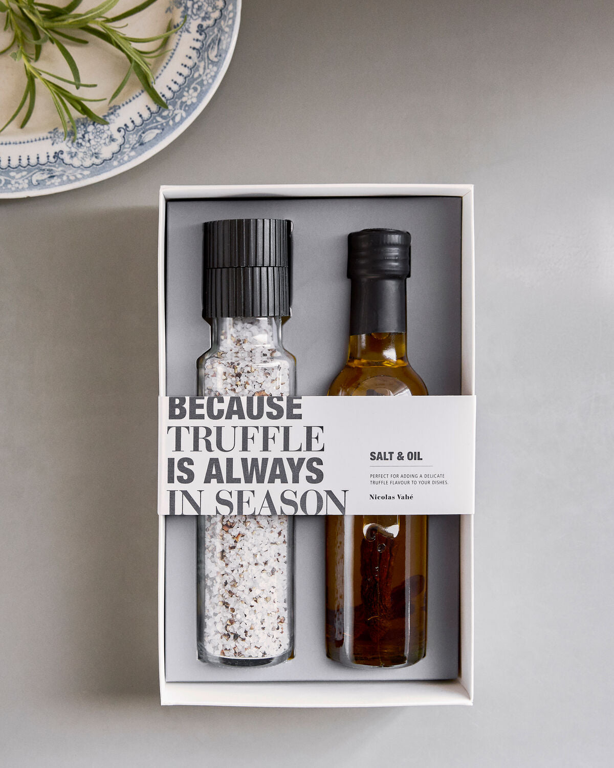 Nicolas Vahé Geschenkbox BECAUSE TRUFFLE IS ALWAYS IN SEASON 2er Set Salz + Öl | 300g + 25cl