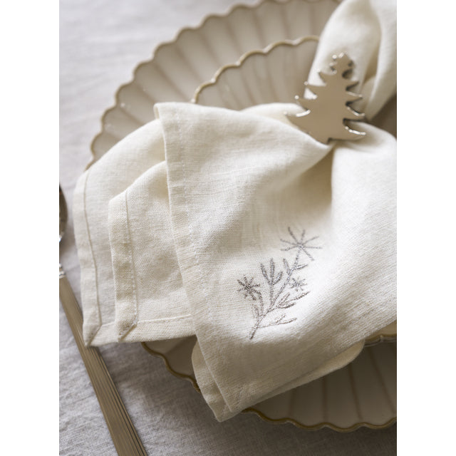 Lene Bjerre Serviette STARLIA weiß silber | 45x45 cm