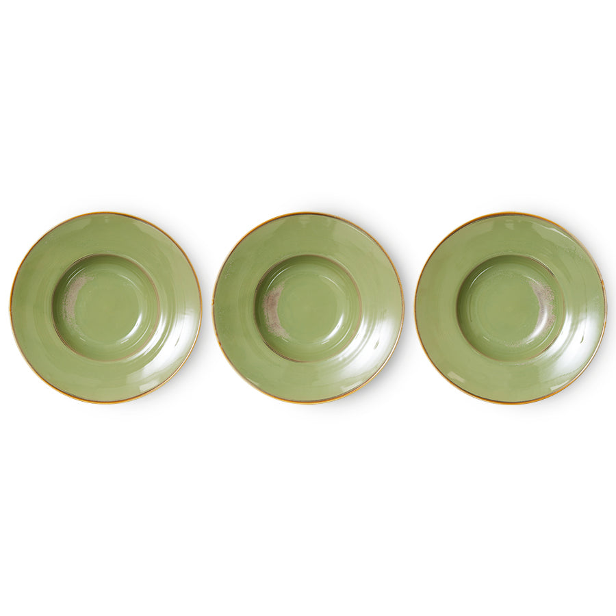 HKliving Teller Pastateller MOSS GREEN Chef Ceramics hellgrün | Ø28x5,8cm