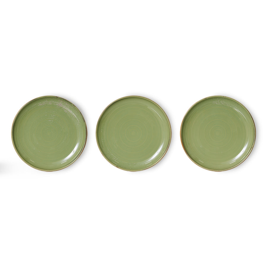 HKliving Teller Kuchenteller MOSS GREEN Chef Ceramics hellgrün | Ø20x2,8cm