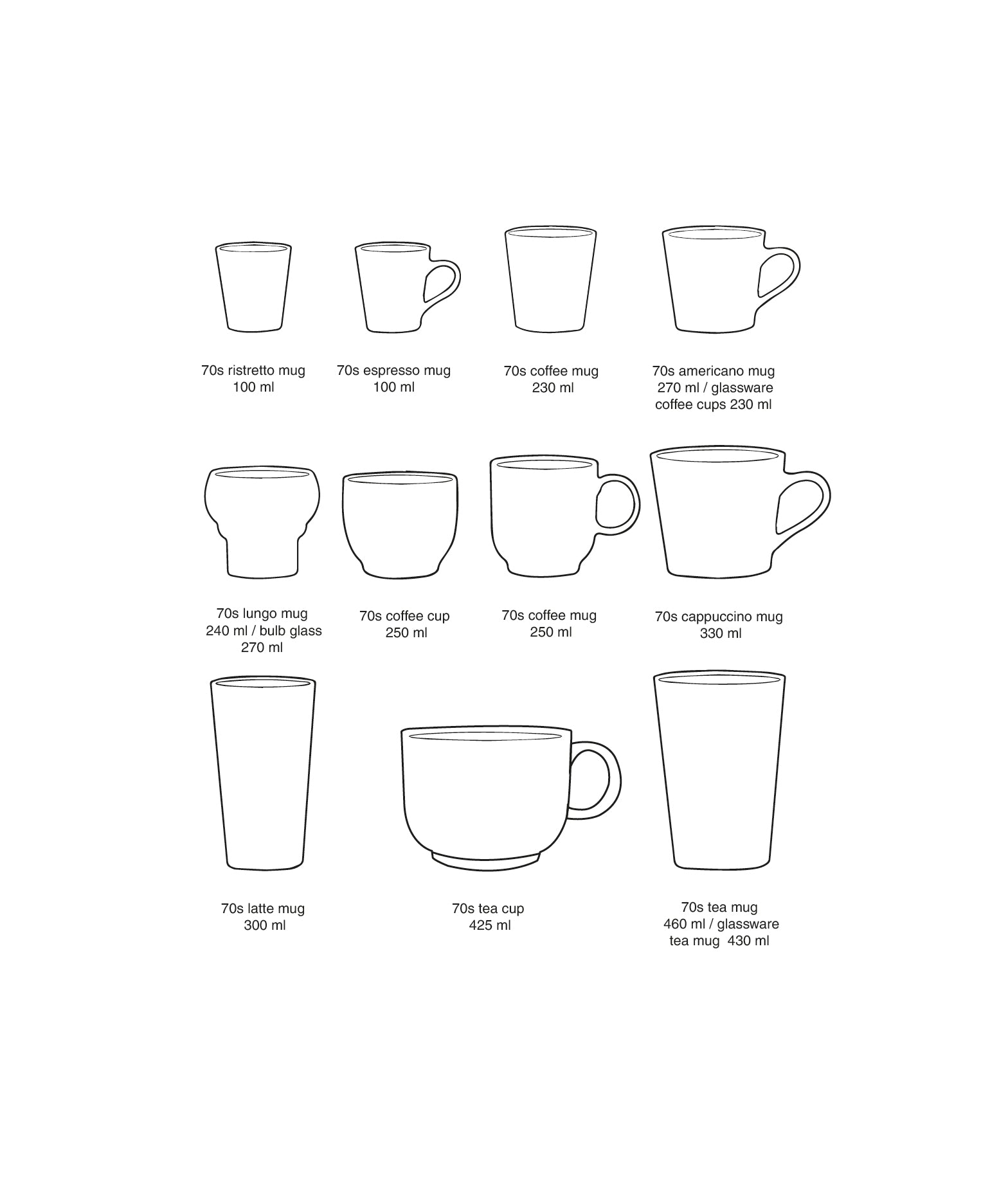 HKliving Becher EARTH Coffee Mug 70's bunt 6er Set | 7,5x7,5x8cm