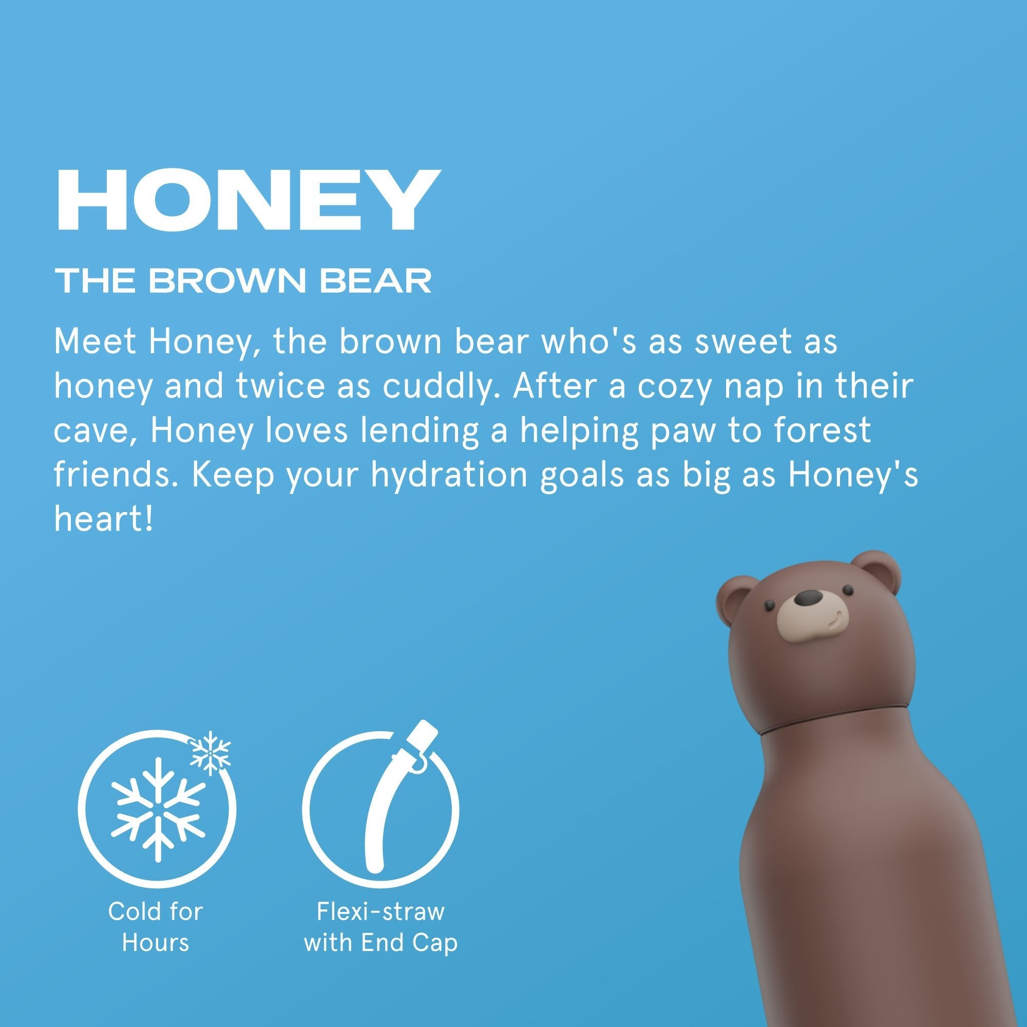 Asobu® Kindertrinkflasche BESTIE mit Strohhalm 460ml - BRAUNBÄR - Sir Henrys
