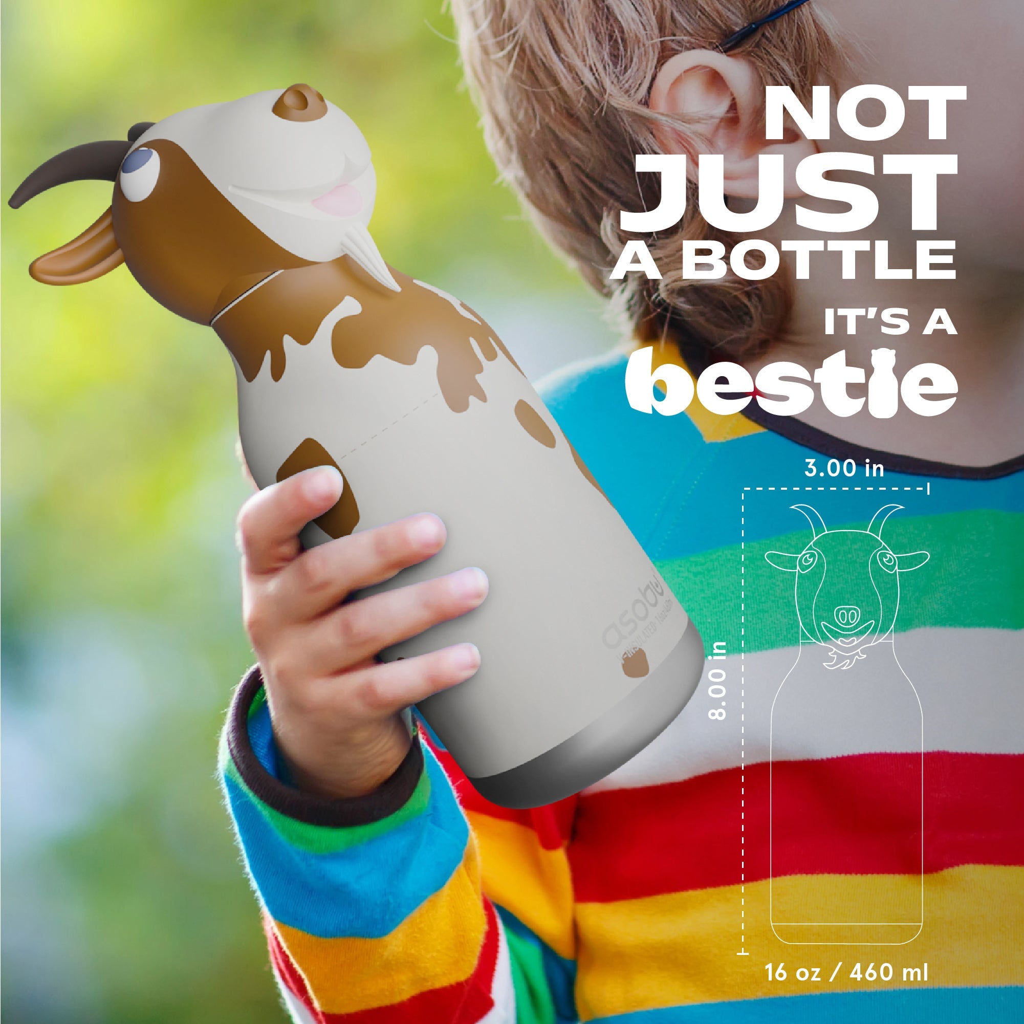 Asobu® Kindertrinkflasche BESTIE mit Strohhalm 460ml - ZIEGE - Sir Henrys