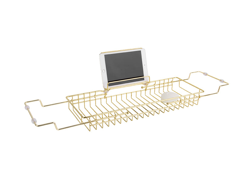 Present time Badewannenablage CADDY gold plated | 61-86x18cm
