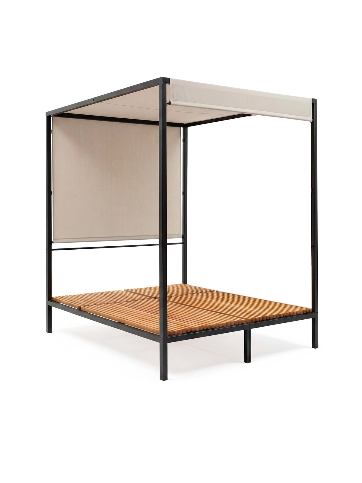 by Crea® Doppel-Sonnenliege BAZO Schwarzes Gestell & Teak