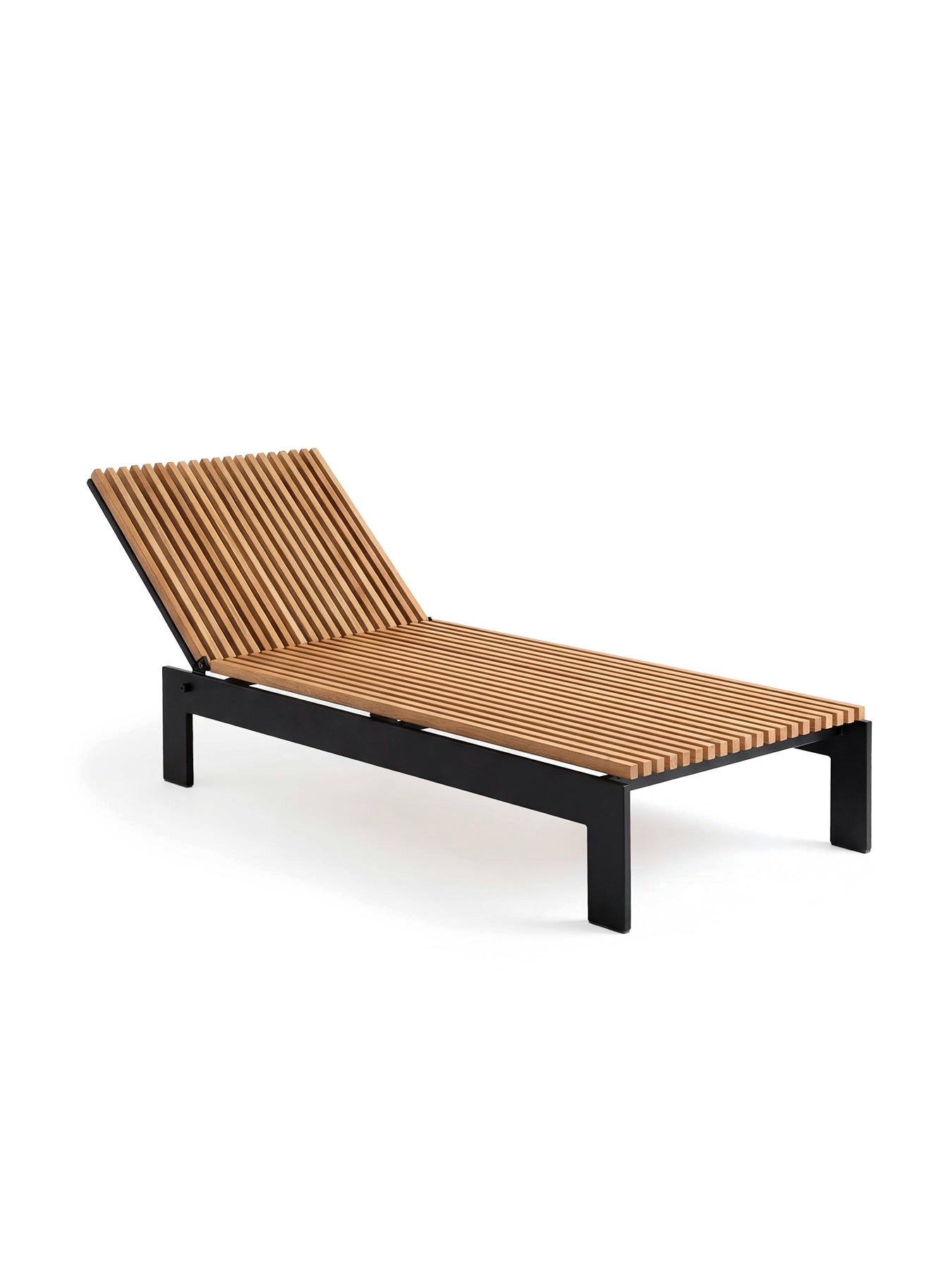by Crea® Sonnenliege BAZO Schwarzes Gestell & Teak | 196 cm