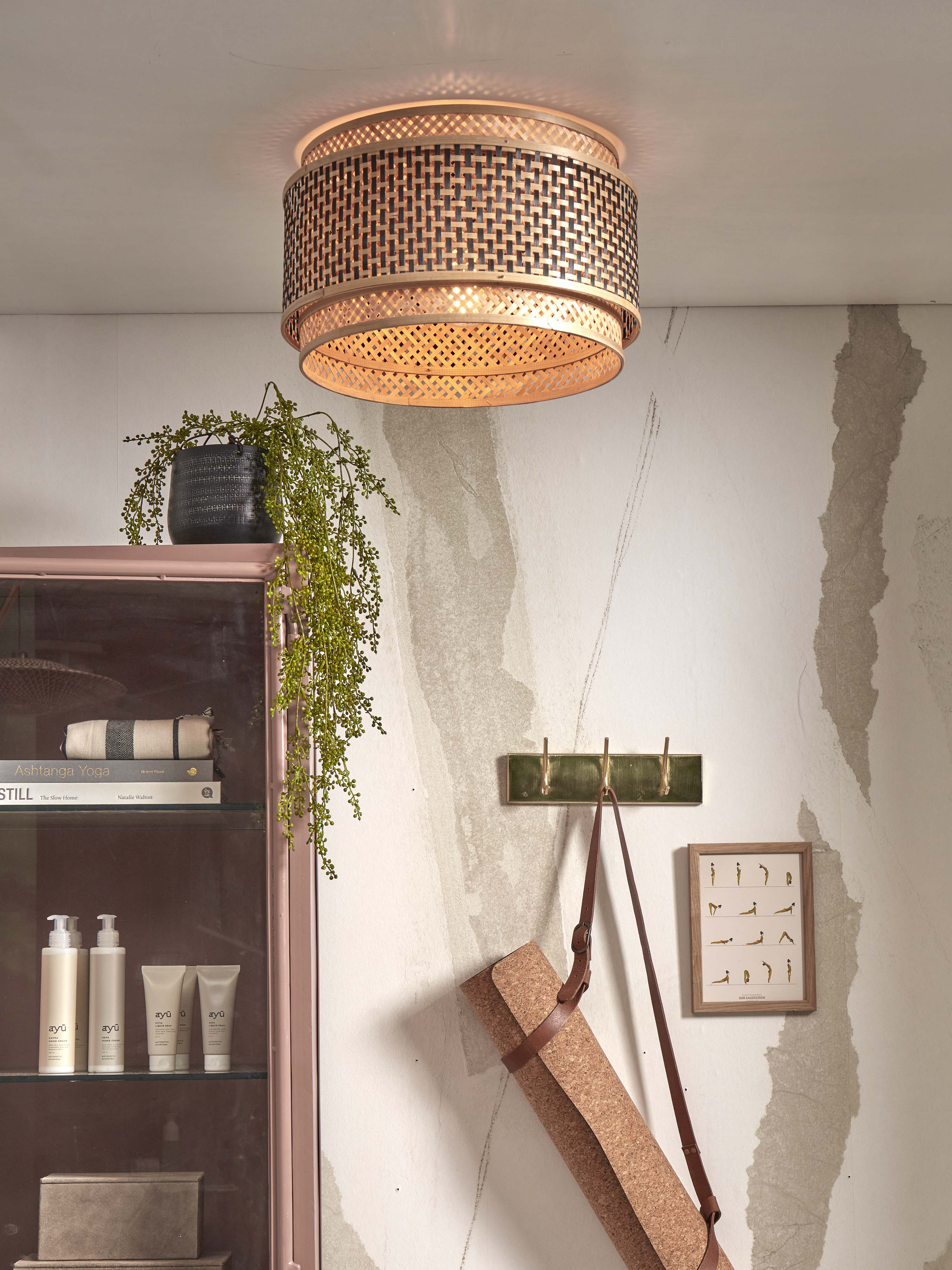 Good&Mojo Deckenlampe BHUTAN natur schwarz | 40x40x25cm