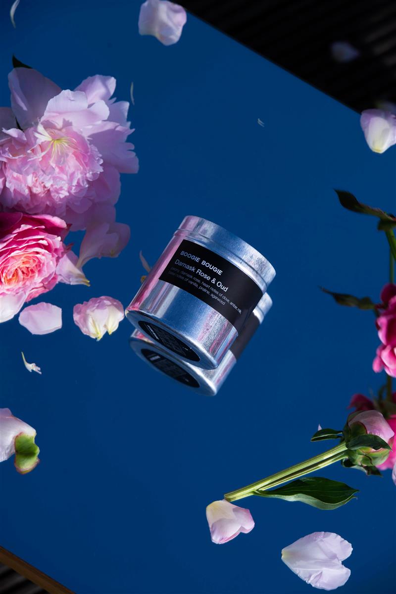 Boogie Bougie Duftkerze DAMASK ROSE & OUD | Ø7,5x8cm 250g - Sir Henrys