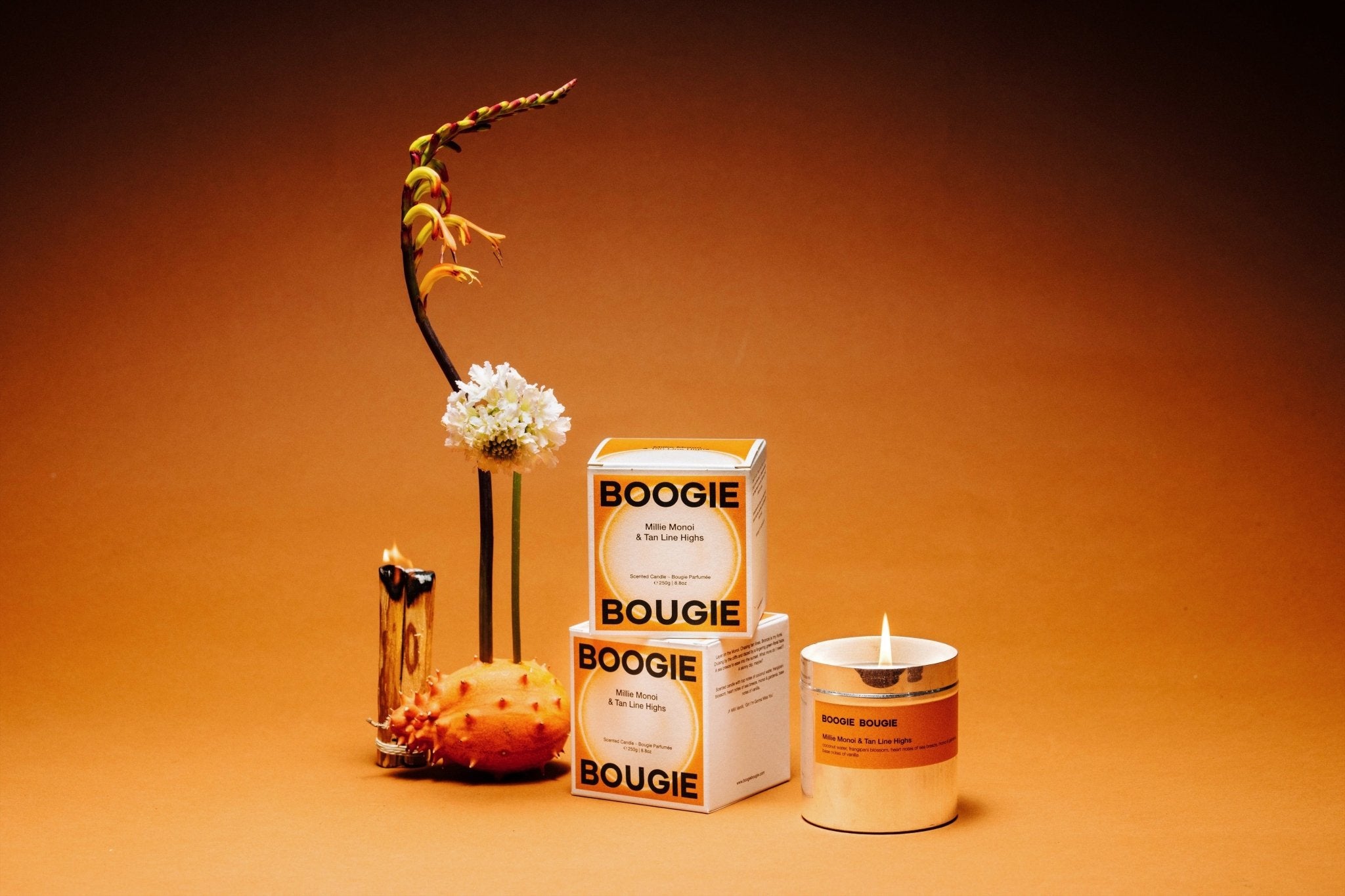 Boogie Bougie Duftkerze MILLIE MONOI & TAN LINE HIGHS | Ø7,5x8cm 250g - Sir Henrys