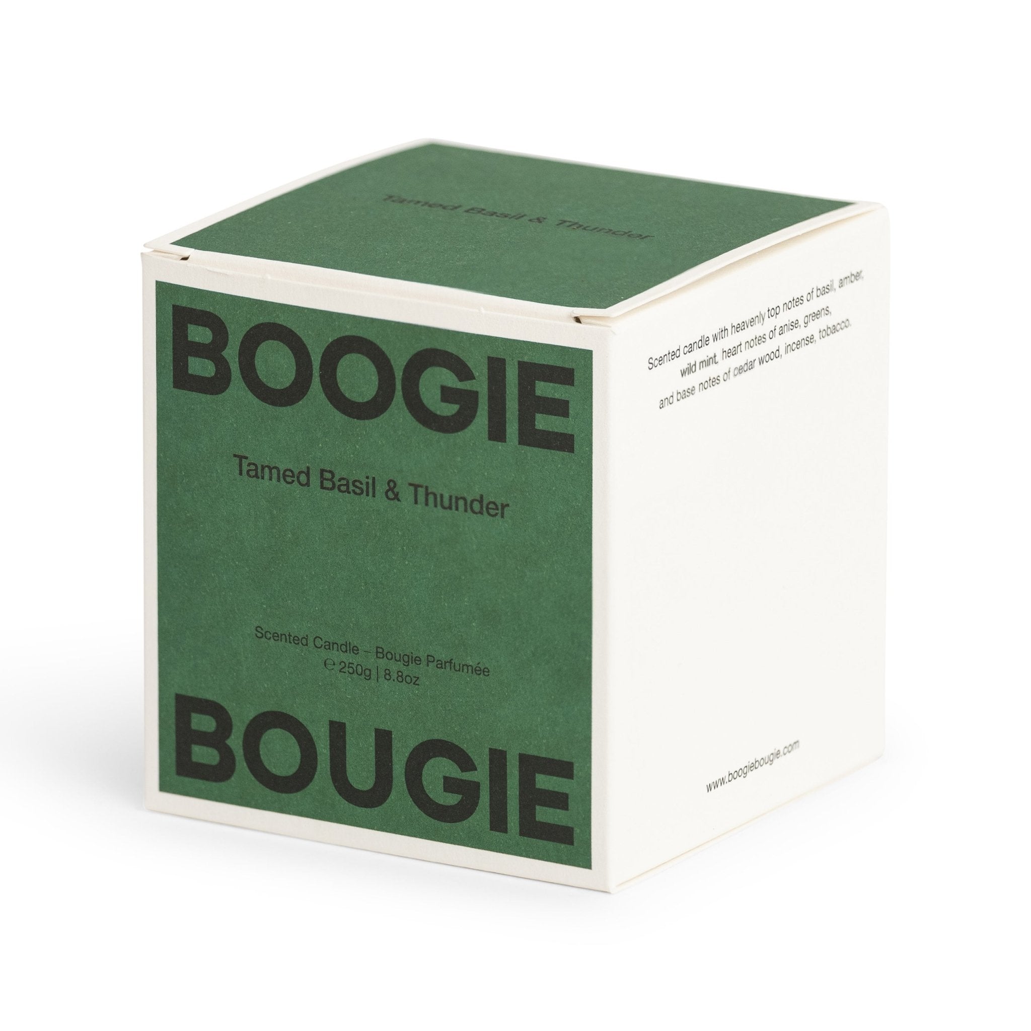 Boogie Bougie Duftkerze TAMED BASIL & THUNDER | Ø7,5x8cm 250g - Sir Henrys