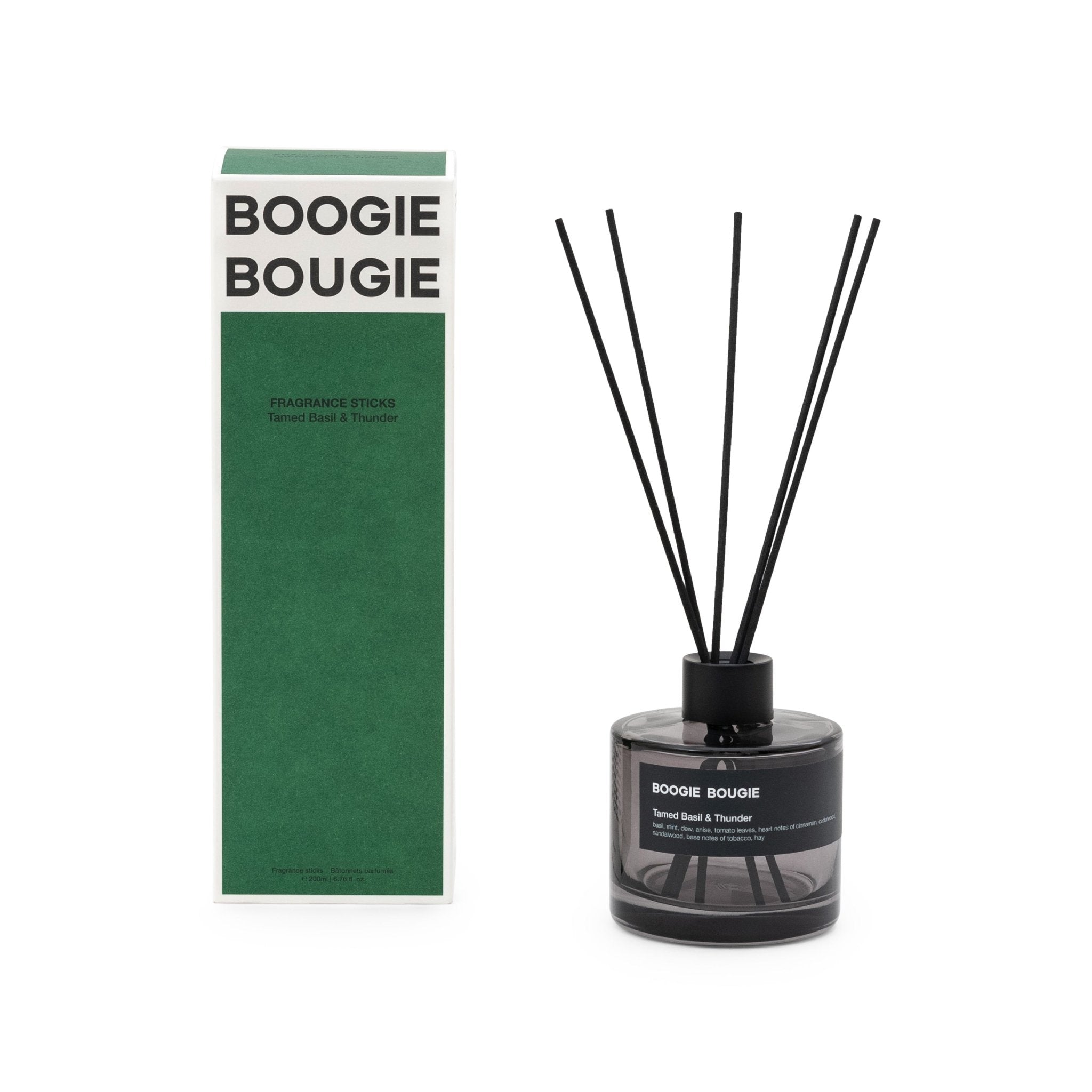 Boogie Bougie Duftstäbchen TAMED BASIL & THUNDER | Ø8x25cm 200ml - Sir Henrys