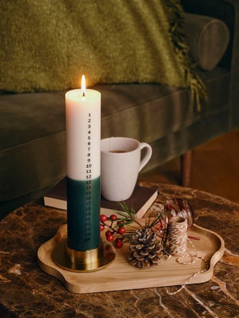 Broste Copenhagen Adventskerze DUO DARKGREEN offwhite grün | Ø5 x 25 cm