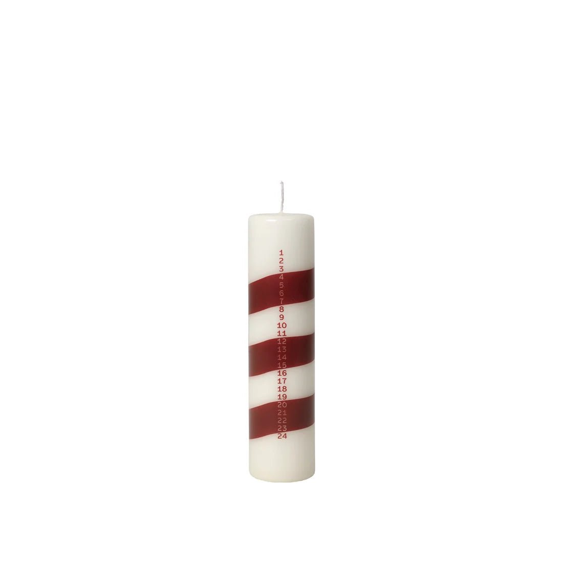Broste Copenhagen Adventskerze LINEA offwhite rot| Ø5 x H20 cm - Sir Henrys