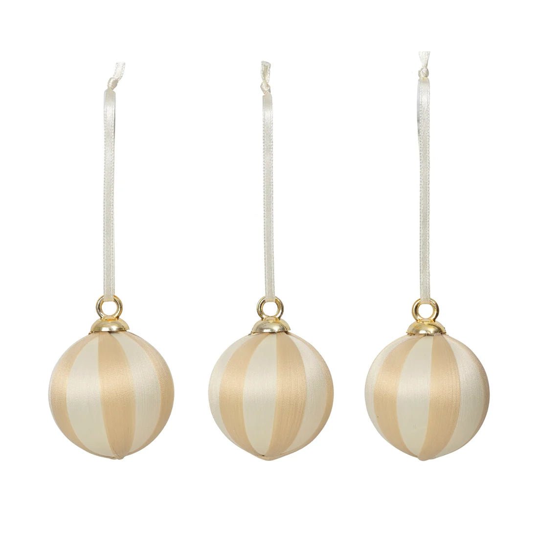 Broste Copenhagen Christbaumschmuck JOY 3er Set offwhite - beige | Ø4,7 x 5cm - Sir Henrys