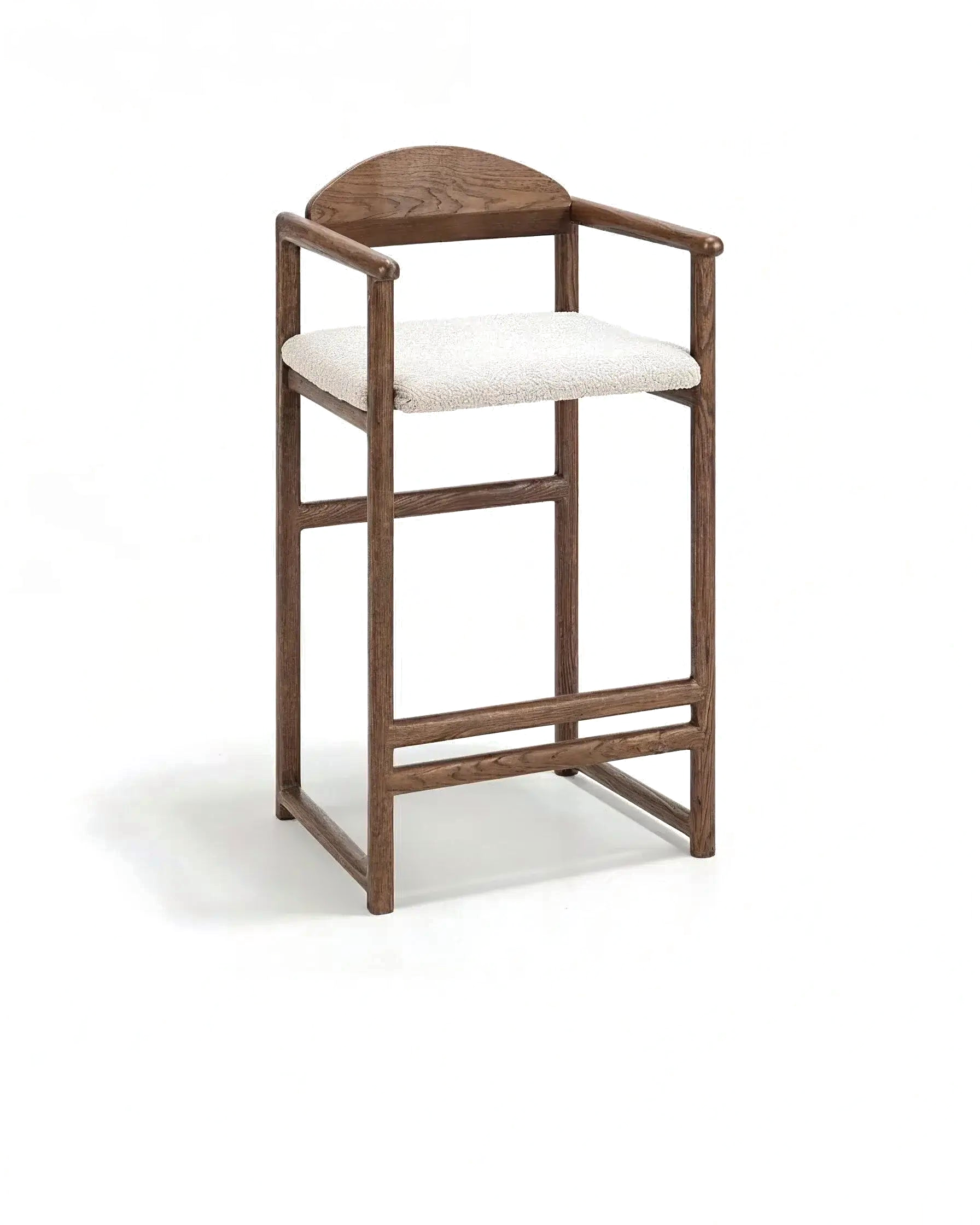by Crea® Barhocker CARL Dunkle Eiche Bouclé Ivory