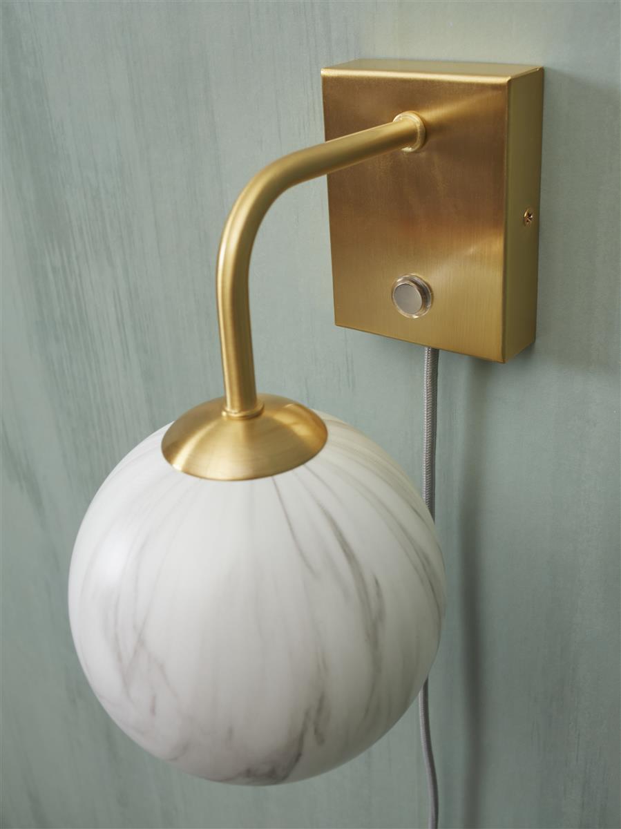 It's about RoMi Wandleuchte CARRARA gold | 12x18x21cm