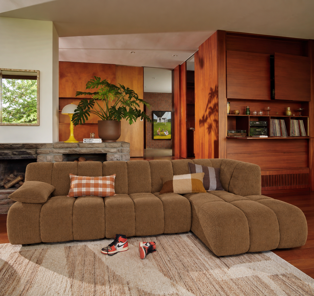 HKliving modulare Couch WAVE Cordsamt altgold