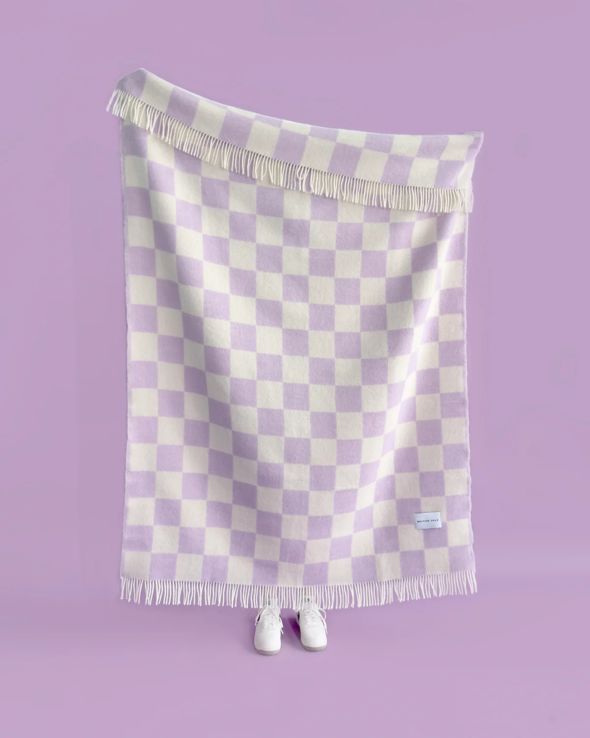 Maison Deux Kuscheldecke CHECKERBOARD flieder creme | 130x200cm