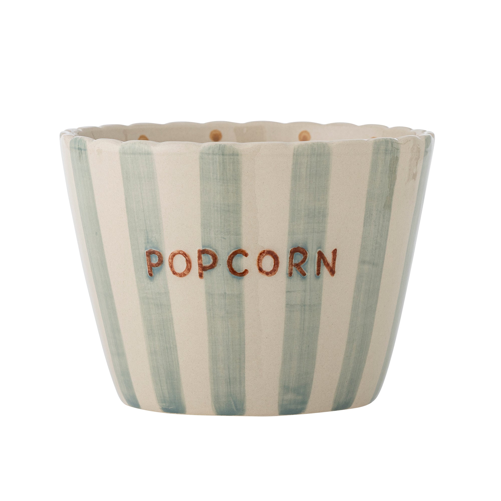 Bloomingville Schale POCORN hellblau gestreift | Ø17x13,5cm