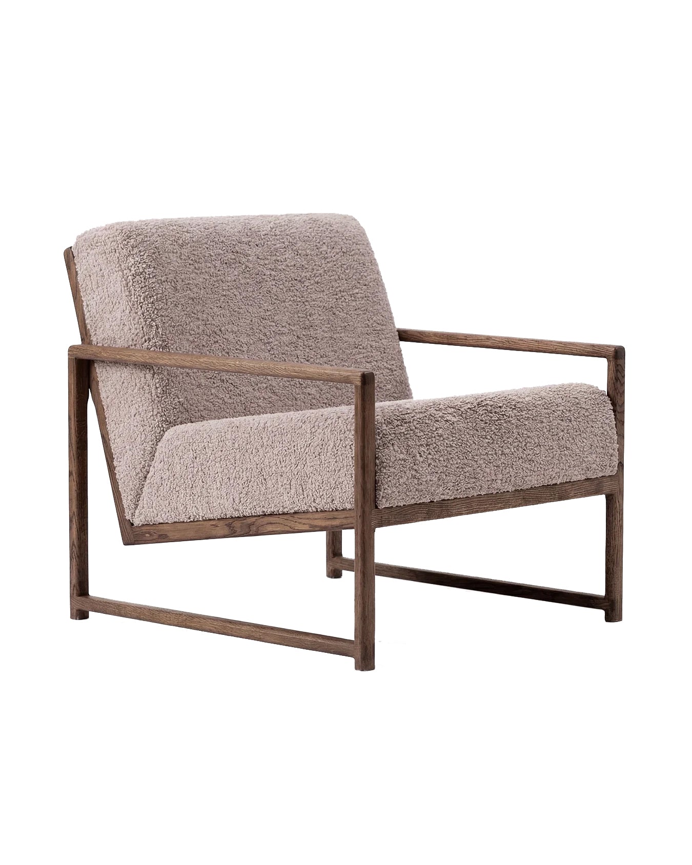 by Crea® Sessel EINAR Dunkel Eichenrahmen Greige Bouclé-Kissen