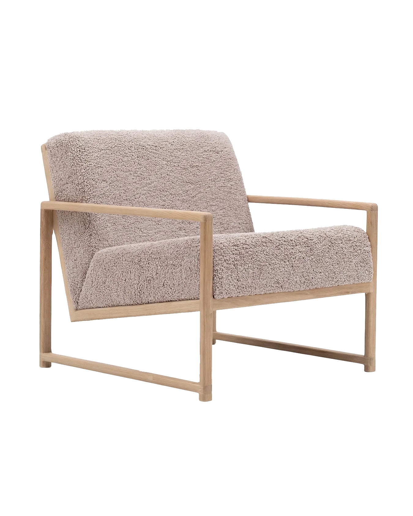 by Crea® Sessel EINAR Eichenrahmen Greige Bouclé-Kissen