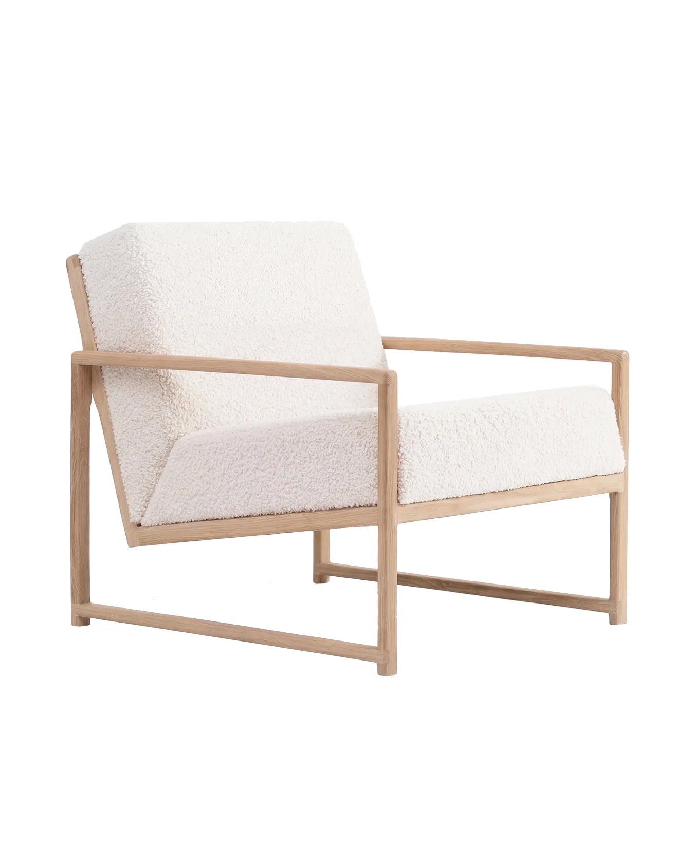 by Crea® Sessel EINAR Eichenrahmen Elfenbein Bouclé Kissen