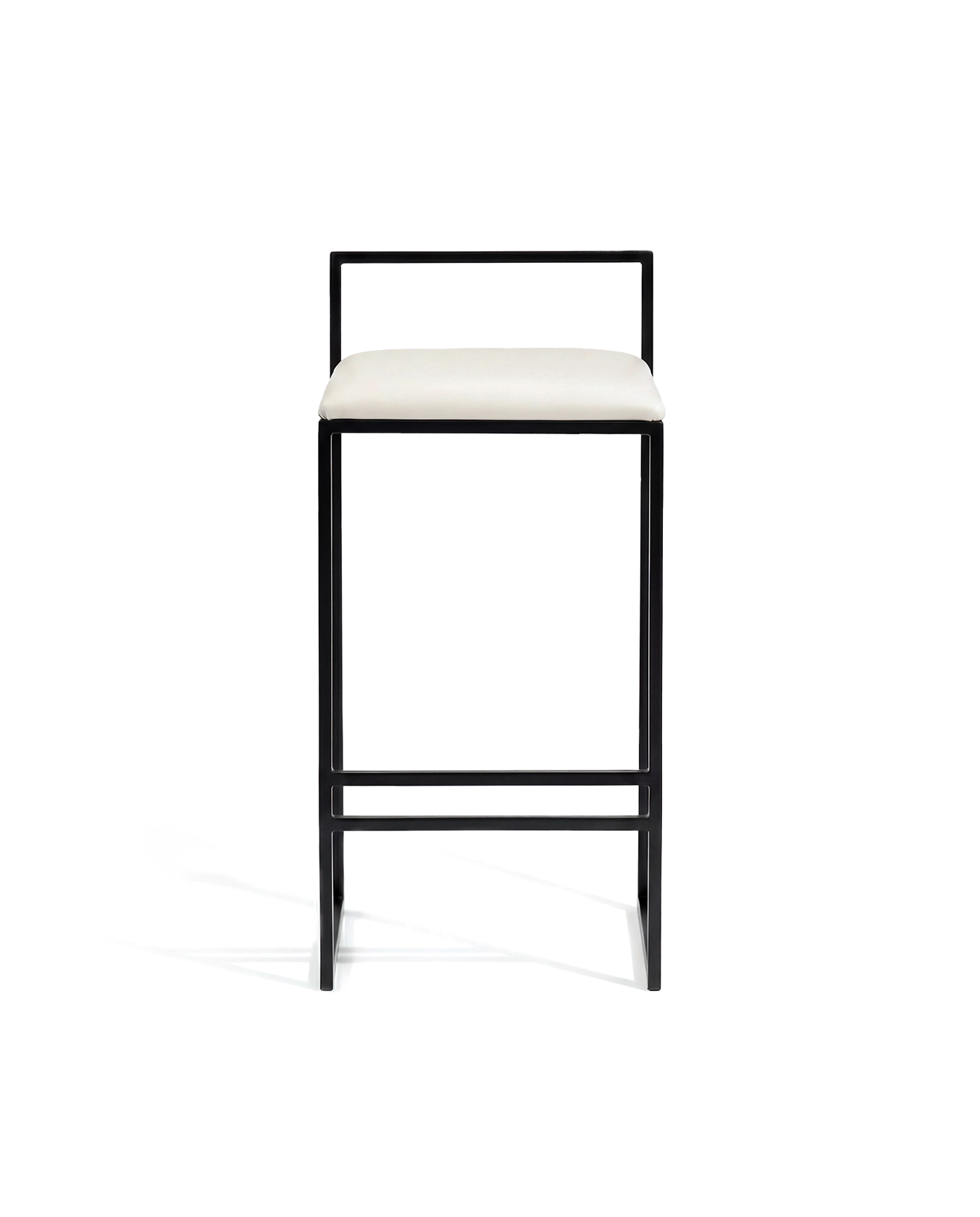 by Crea® Barhocker FREJA Schwarzer Rahmen Elfenbeinlederkissen