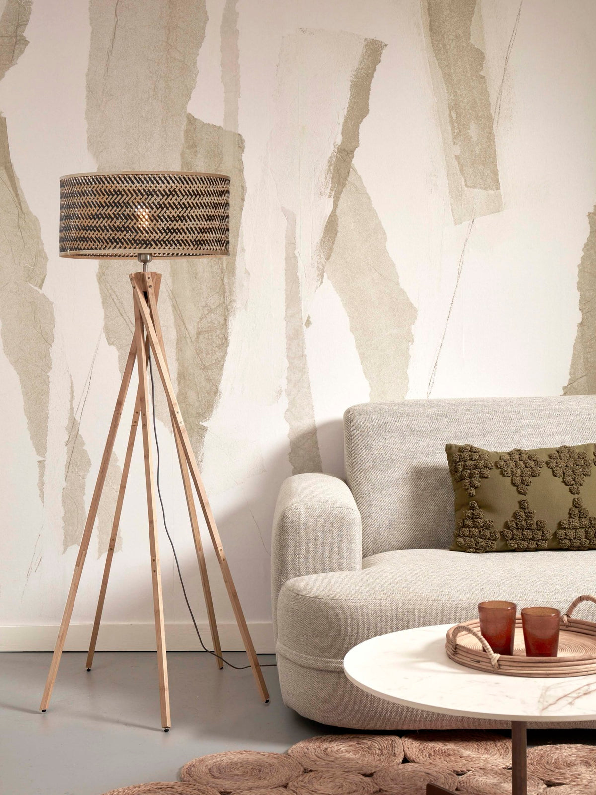 Good&Mojo Stehlampe JAVA schwarz/braun | 53x53x146cm - Sir Henrys