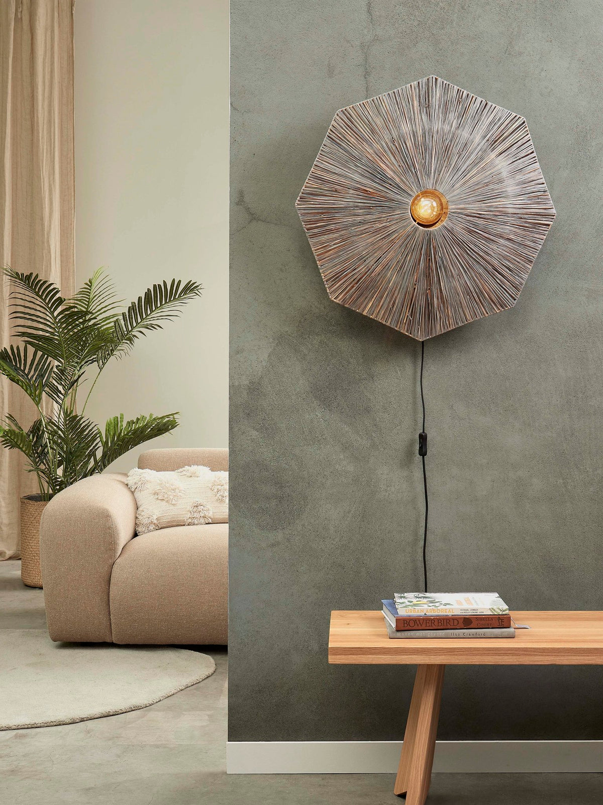 Good&Mojo Wandleuchte PANAMA grau | 65x7x65cm - Sir Henrys