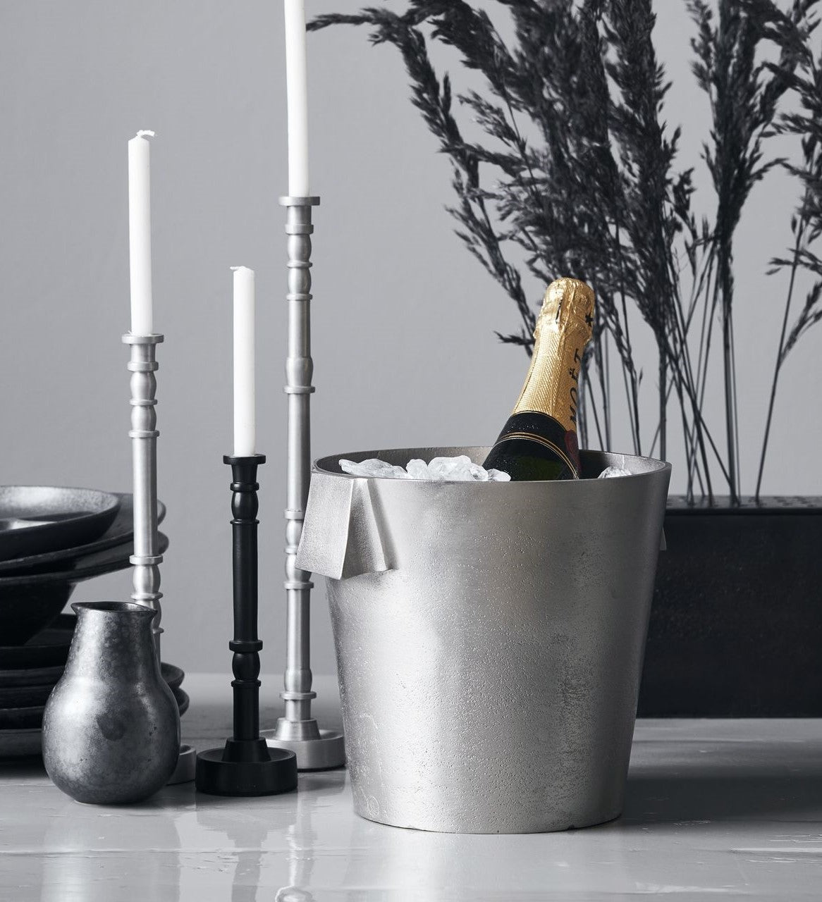 House Doctor Weinkühler BUCK gebürstetes Silber | 22x22x21cm